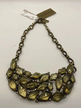 Mythologie Necklace NWT green / yellow jewels gold chain 14" chain MSRP 16.99